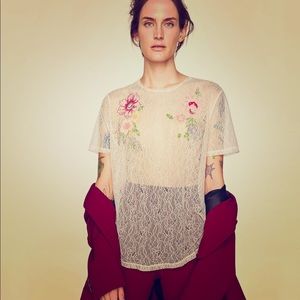 Zara NEW Lace Round Neck Embroidered